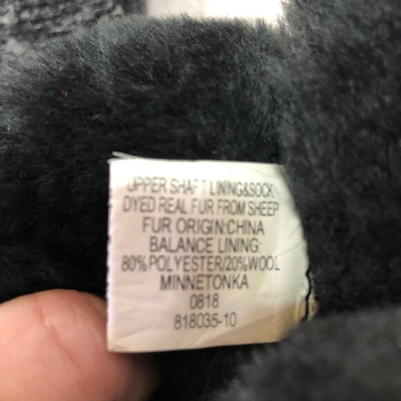 MINNETONKA Black & Grey Winter Boots Size 6 - Picture 7 of 10